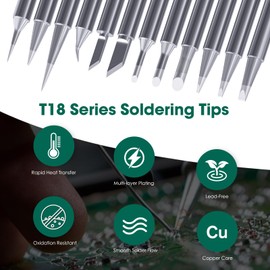 HANGLIFE T18 Soldering Iron Tips for Hakko FX-888D FX-888 FX8801 FX-600, and More Soldering Stations/Irons - Replacement Solder Tips for Welding Equipment & Accessories (12 pcs)