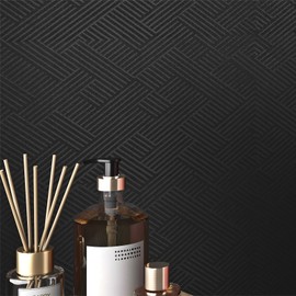 Livelynine Black Peel and Stick Wallpaper 15.8x197 Textured Black Wall Paper for Bathroom Bedroom Renter Friendly Black Contact Paper Waterproof Self Adhesive Desk Vinyl Wrap Kitchen Cabinet Covers