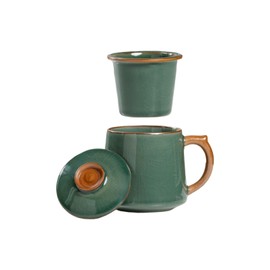 Ceramic tea cups, tea infuser mugs, tea cup with infuser and lid，with filters and lids, bright and colorful for making tea, coffee and other beverages, with a capacity of about 400ml. (205)