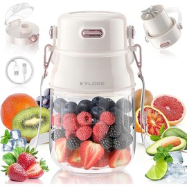 Kylore Portable Blender 27oz Cup - Type-C Rechargeable, BPA-Free, Includes Lid & Shoulder Strap for Gym, Tavel, Kitchen & Juicer Machine Travel - Mix - Color: Fog Gray Red