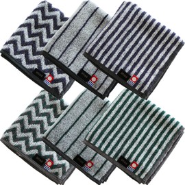 imaa Imabari Towel Certified Hand Towel, Towel Handkerchief, 9.8 inches (25 cm), Made in Japan, Cotton, Polyester, Vacuum Compression Pack, CM-A Assorted 6 Pieces