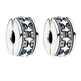 MGIUL Star Clip Stopper Charms 2 Pieces Pendant for Bracelets Necklaces 925 Sterling Silver Pendant Beads Jewellery Gift for Women, Silver, Zircon