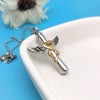OutstandLong Mom Cross Cremation Jewelry for Ashes Gold Plated Urn