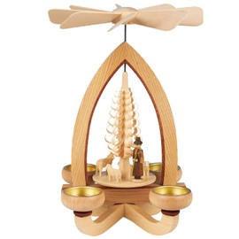 Seiffener Volkskunst Erzgebirge Tea Light Pyramid Classic 28 cm Christmas Pyramid Traditional Folk Art from the Ore Mountains Sheep
