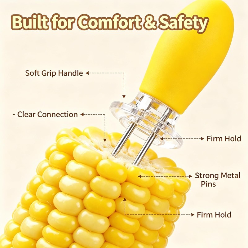 LAIYORA 10Pcs Steel Corn Skewers & Holders 5 Colours for