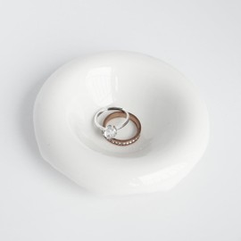 Ardax White Donut Shape Ring Dish Jewelry Tray Organizer, Ceramic Accent Tray for Vanity, Small Decorative Trinket Dish