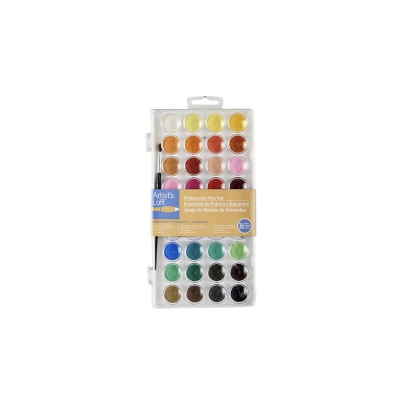 36 Color Fundamental Watercolor Pan Set with Paint Brush by