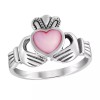AeraVida Promise of Love Claddagh Pink Mother of Pearl Sterling