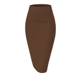 Girstunm Women's Casual Pencil Skirt Slim Short Skirt Business Style Short Skirt Summer High Waist Stretch Short Skirt with Slit, A-mocha