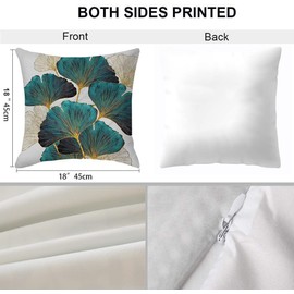 YuhooTech Set of 4 Cushion Covers, Leaf Pattern, Decorative Cushion Cover, 45 x 45 cm, Outdoor Cushion Covers, Decorative Cushion Cover Set, Cushion Case for Sofa, Office, Car, Bedroom, Home Decor