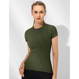 Loovoo Woman Shirts for Teens Girls Round-Neck Modest Undershirts top pilate Essential underscrubs y2k Run Synthetic tee