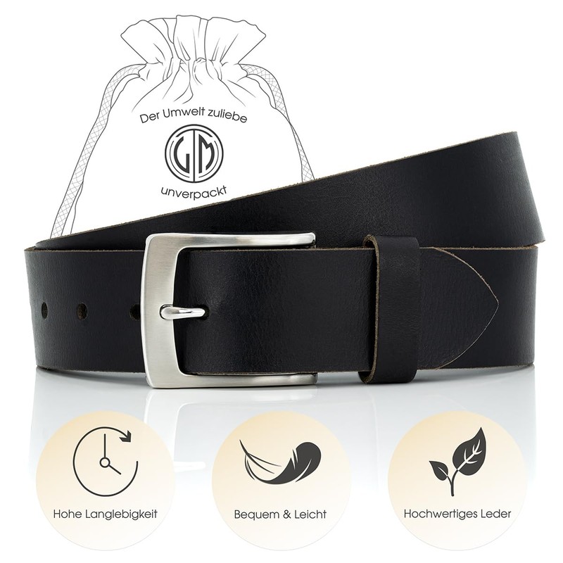 LINDENMANN Men's Leather Belt 40 mm Wide Belt Full Cowhide