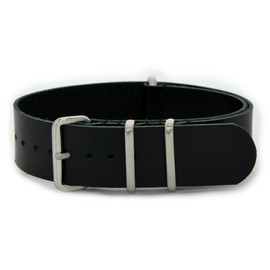 CASSIS[カシス] カーフ 時計ベルト TYPE NATO OIL LEATHER タイプナトーオイルレザー 20mm ブラック 交換用工具付き #189.602S019020