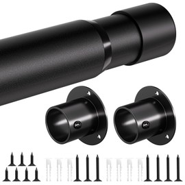 INSIMHEART Closet Rods for Hanging Clothes, 17-69in Heavy Duty Adjustable Closet Rod, Metal Closet Pole Bar for Wardrobes Bathroom Laundry Windows, 1.3in Diameter, Black