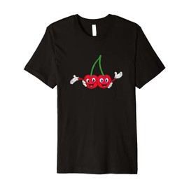 Cute Cherry Fruit Lover Design Happy Twins Cherries Berry Premium T-Shirt
