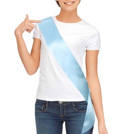 Blank Satin Sash, Plain Sash, Party Decorations, Make Your Own Sash (Light Blue)