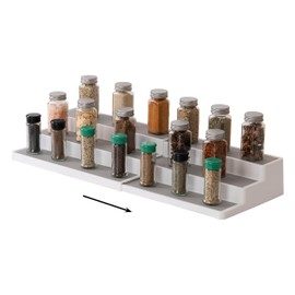 SIMPLEMADE Spice Rack Three-Tiered Shelf, Countertop, and Cabinet Storage and Spice Organizer for Kitchen, Bathroom, Bedroom, and Office, Home Storage and Organization Solutions, Set of 1, White