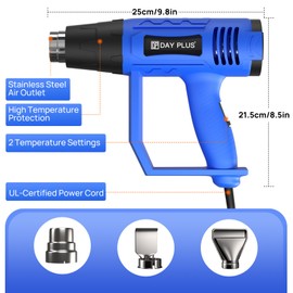 2000W Heat Gun Professional Lightweight Hot Air Gun with 4 Nozzles, 2 Temperature Modes 300℃ or 600℃ for DIY, Stripping Paint, Shrinking PVC, BBQ, Home Improvement