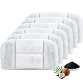 BOORCA 5L Wireless Cat Water Fountain Filters 6 Pieces Triple Filtration System Replacement Filter Fit for 5L Cat Pet Fountain, 6 Filtration System