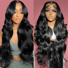 LANHEUNI 24 Inch Body Wave Glueless Lace Front Wigs for Black Women 13x4 HD Lace Front Wigs Human Hair 12A Grade Brazilian Unprocessed Human Hair Wig Natural Color 180% Density