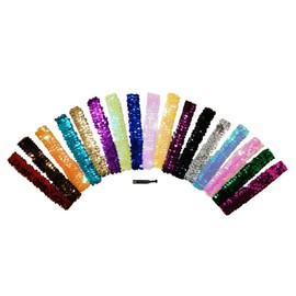 Kenz Laurenz 12 Sequin Headbands Grab Bag Assorted Pack Girls Headbands Sparkly Hair Head Bands (Solids)