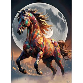JigWall - Magnetic Pieces Jigsaw Puzzles with a Display Puzzle Board Included - Secure Fit, 500 Pieces - Wall Decor - Premium Quality - Brain Teaser Puzzles for Adults - Celestial Stallion
