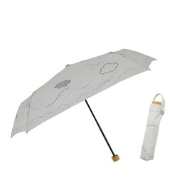 Ogawa 92015 Tenoé/Nature Folding Umbrella, Women's, Lightweight, 7.1 oz (200 g), 21.7 inches (55 cm), 5 Ribs, Chasing Birds, Opens Manually, UV Protection Over 90%, Includes Safety Cover, Bird-Shaped Buttons