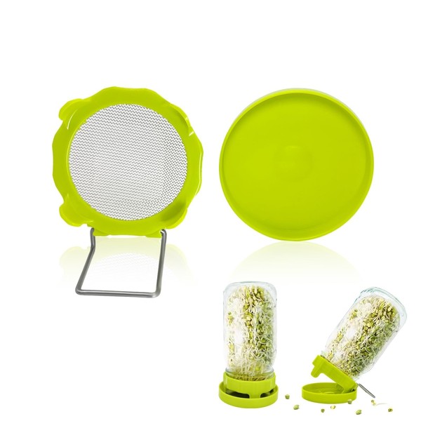 HANTUSWUS Wide Mouth Mason Jar Sprouting Kit with Sprouting Lids