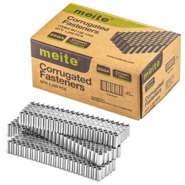 meite Corrugated Fasteners MC138 25 Gauge 1-Inch Crown 3/8-Inch Length Staples Corrugated W Fasteners for Pneumatic Corrugated Tools, for Woodworking Projects (1,200 Counts/Box)