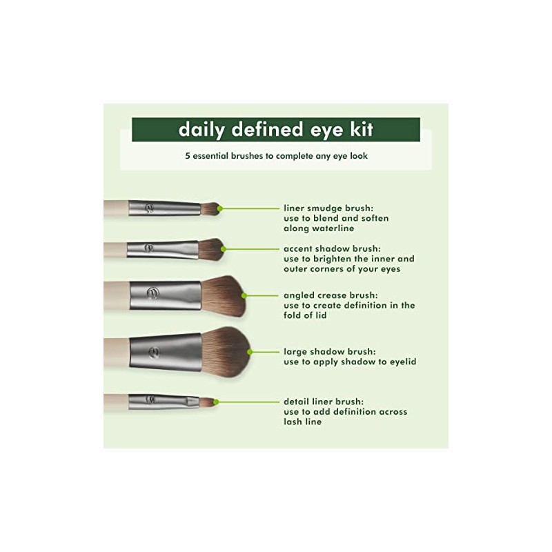 EcoTools, Daily Defined Eye Kit, Set de Brochas para Ojos,