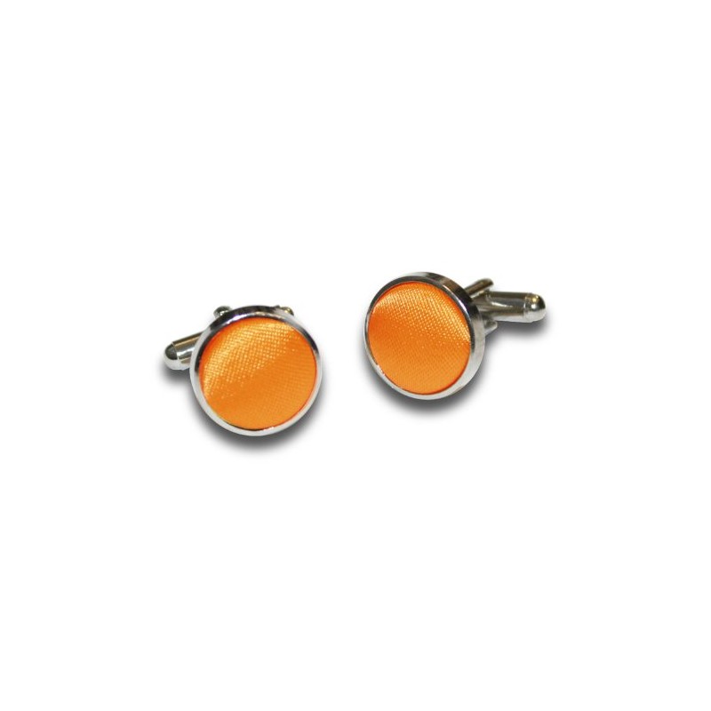 DQT Men Plain Satin Fabric Inlay Wedding Cufflinks - Fluorescent
