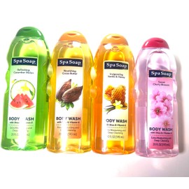 Spasoap Body Wash, With Soft Refreshing Scent Extra Moisturizing and Deep Cleansing with shea & Vitamin E (2 count) 20FL oz each; Body soap smooth feeling (Cherry Blossom)