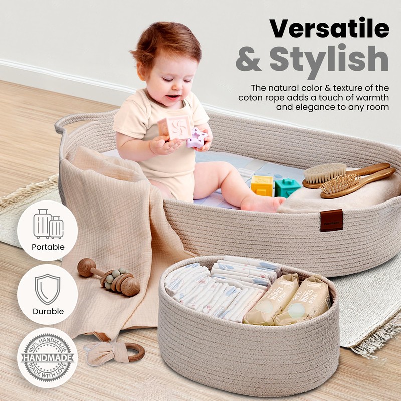 Baby Changing Basket for Baby Dresser, Moses Basket for Babies,