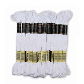 UMC STAG Pack of 12 Premium Embroidery Thread | 100% Egyptian Cotton Premium Skeins | Cross Stitch Embroidery Floss | Oeko TEX Certified Stranded Cotton | Ideal for Arts & Crafts (White-12)