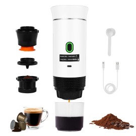 Electric Travel Coffee Maker, Portable Espresso Machine with Heating Function, 15 Bar Handheld Espresso Maker for Camping,Color: White