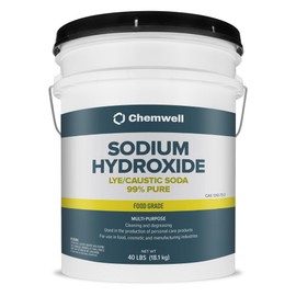 Chemwell Caustic Soda (40 lbs) - Pure Sodium Hydroxide Lye for Soap Making, Cleaning, Drain Opening or Maintenance & Industrial Use