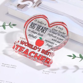 Teacher Acrylic Plaque Gifts for Teacher Christmas Gifts for Women, Teacher Appreciation Gifts from Student, New Teacher Daycare Teacher Desk Decor Gifts, World's Best Teacher Gifts Office Decor Signs