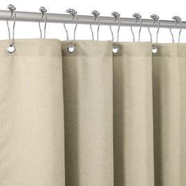 Shower Curtain for Bathroom with Metal Hooks Linen Fabric Shower Curtain Heavy Duty Bath Curtain for Wet Room Bathtub Shower Stall, Hotel Quality, Weighted Hem, Waterproof - 152 x 214cm (Taupe)