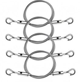 Set of 4 Adjustable Stainless Steel Wire, Drop Prevention Wire with Hook Sling, Picture Rail Wire, Wire Hook, 200cm x 1.5mm, with Adjustable Fittings, Stainless Steel Wire Rope, Drop Prevention Wire