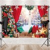 Msocio 7x5ft Christmas Window Backdrop Winter Snow Scene Photography Background