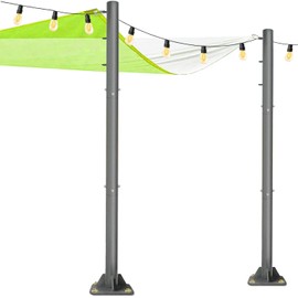 Thickening 2.2mm 2 Pack Sun Shade Sail Poles - 10ft Outdoor Sunshade Sail Post Support Awning Canopy Heavy Duty Metal Pole Kit for Patio Garden Yard Backyard Grassland - 2 Pack