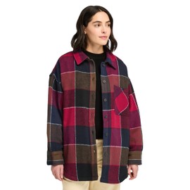 Timberland Women's Heavy Flannel Long Overshirt, Peacoat Yd, Medium