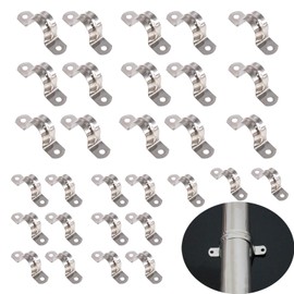 Zaky 12 mm 14 mm 304 Stainless Steel Pipe Clamp Clip 30 Pieces Pipe Clamp U Type Pipe Clamp Clamp Pliers Coupling Hoop (Silver)