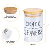 4 Pack Qtip Holder, Glass Dispenser with Bamboo Lids for