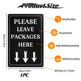 Please Leave Packages Here Sign 20 x 30 cm, Parcel Box Sign Sticker Delivery Signs for Packages, Delivery Instructions for Deliveries Outdoor, Waterproof UV Protection Strong and Durable