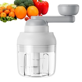 Multi-Functional Manual Food Processor Vegetable Chopper, Hand-Powered handle Onion Chopper with Clear Container, Food Chopper for Vegetables Meat Fruits Nuts Herbs Onions,Ideal Gift (White)