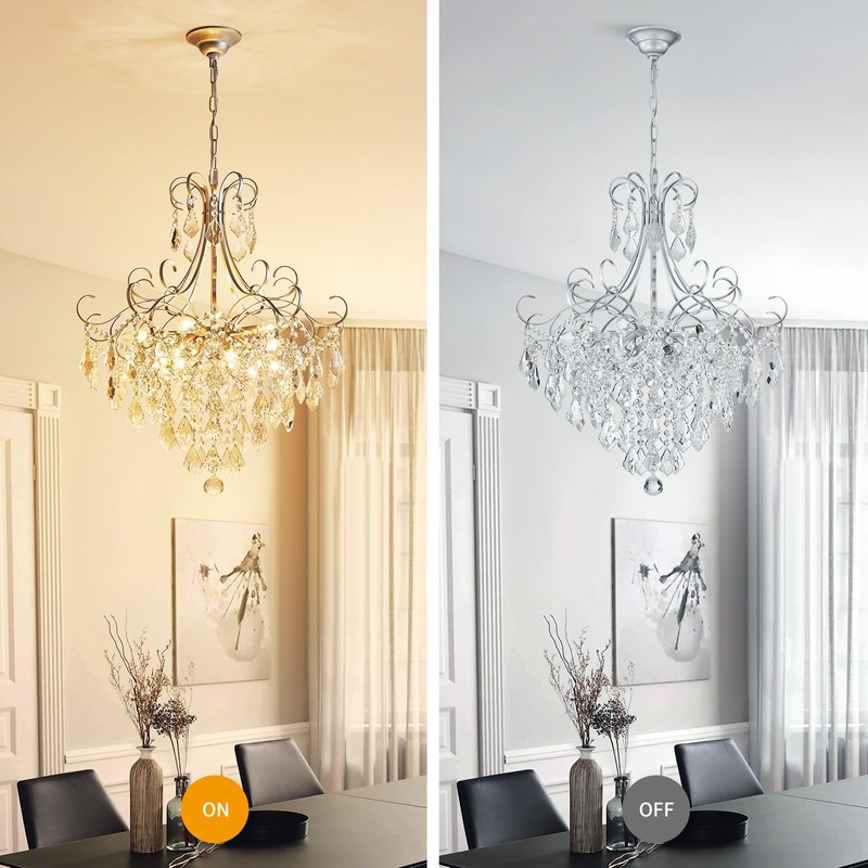 WUZUPS Crystal Chandelier 10-Light Pendant Ceiling Light Modern Lighting Fixture