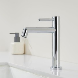 Ulytid Cold Water Tap, Chrome Bathroom Tap, Single Lever Washbasin Tap with Removable Aerator, Bathroom Fitting, Water-Saving Spout Height 113 mm, Easy Installation, Stainless Steel