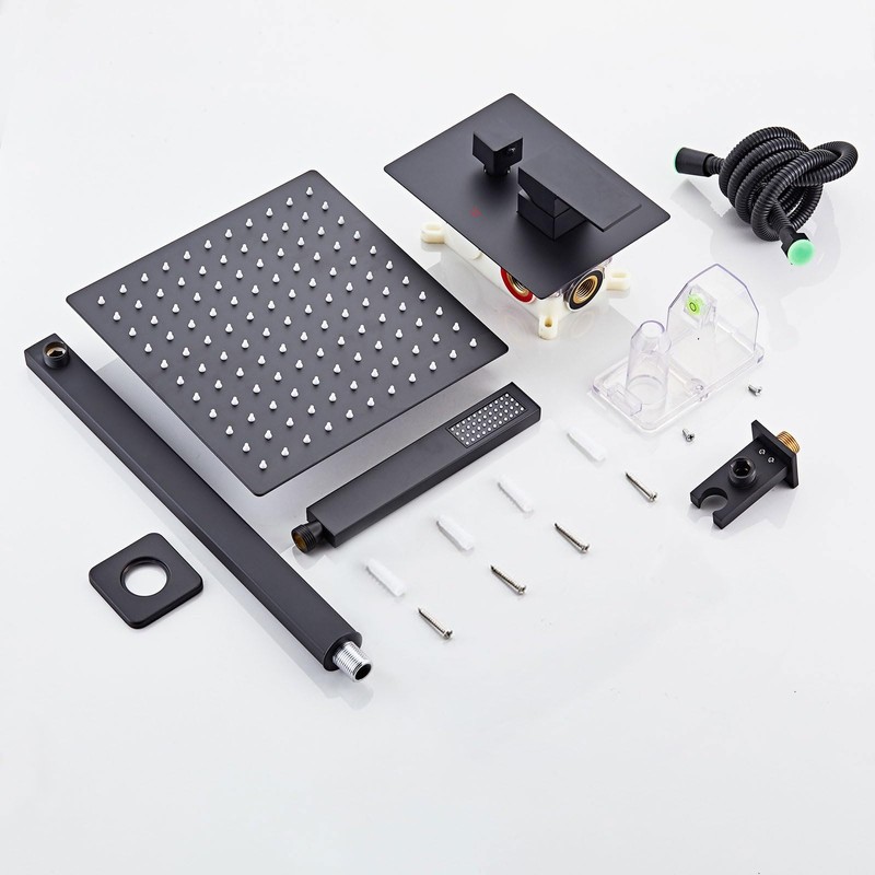 SaniteModar Black Shower Head System 10 Inch Square Rainfall Shower