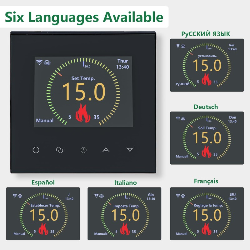 Wengart WiFi Thermostat WG380, AC230 V Colour TFT LCD Display,